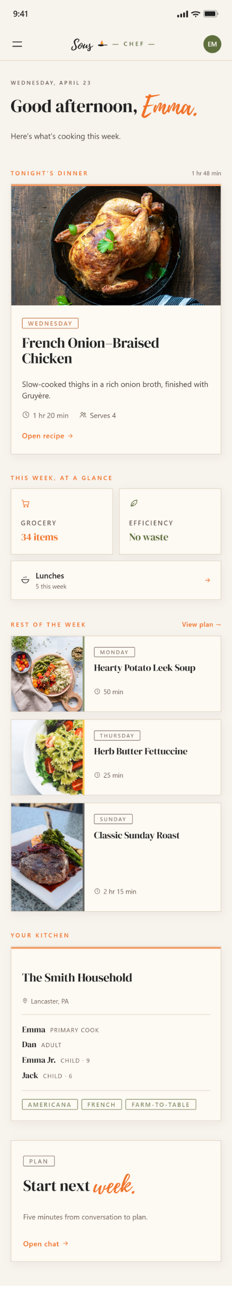 Sous Chef dashboard