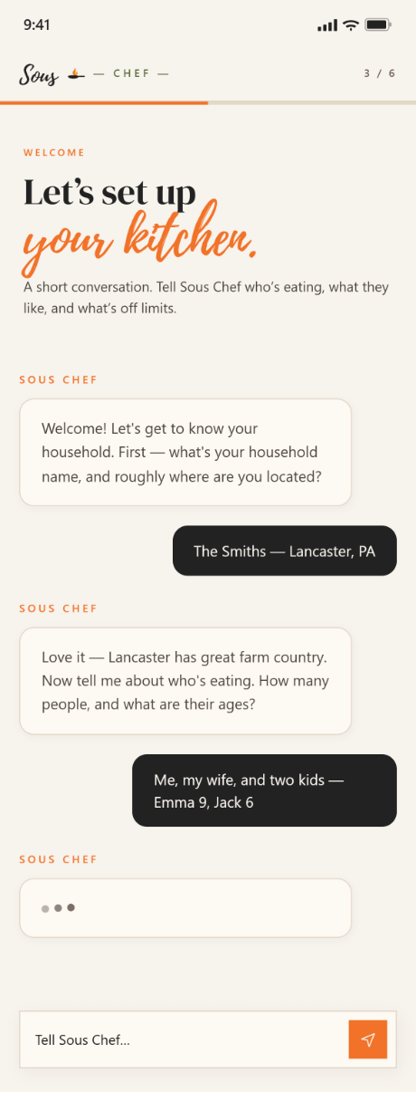 Sous Chef onboarding
