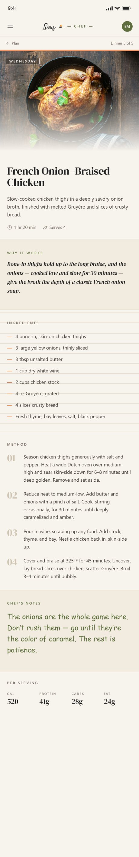 Sous Chef recipe detail